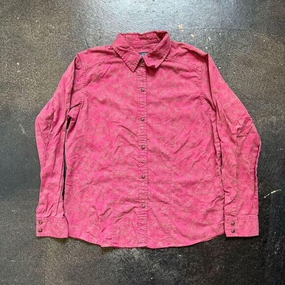 Woolrich Women's Rosebud Long Sleeve Button-Up Shirt Red Large - Picture 1 of 9